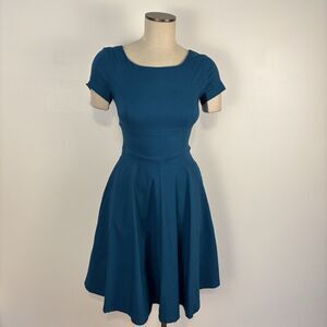 Gowntown Womens S Teal Turquoise 40s 50s Style Vintage Dress Fit n' Flare
